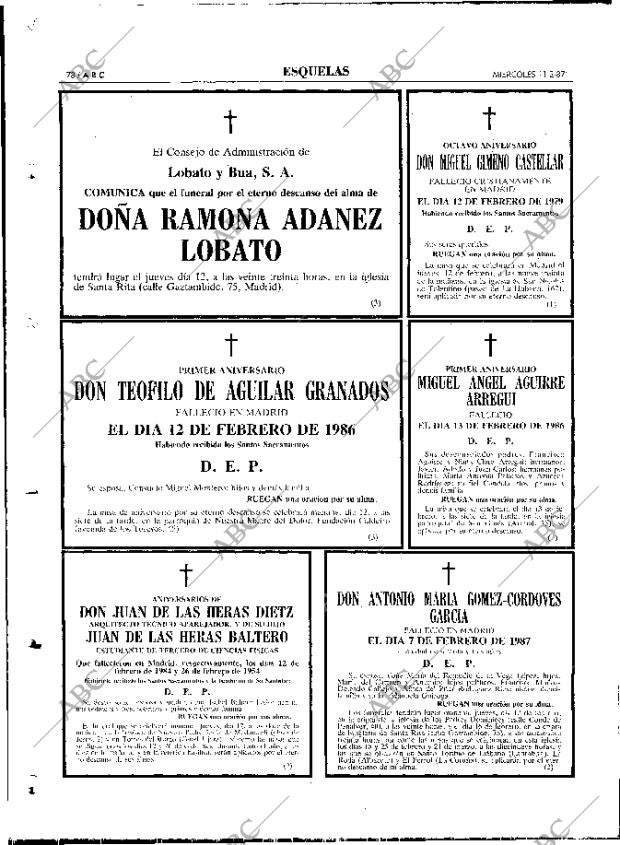 ABC MADRID 11-02-1987 página 78