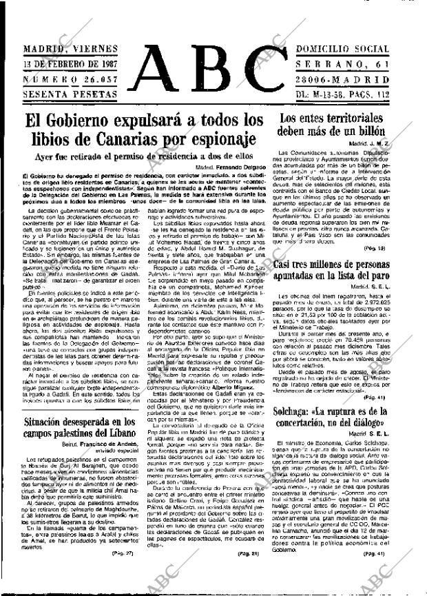 ABC MADRID 13-02-1987 página 13