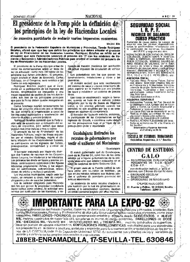 ABC SEVILLA 15-02-1987 página 19