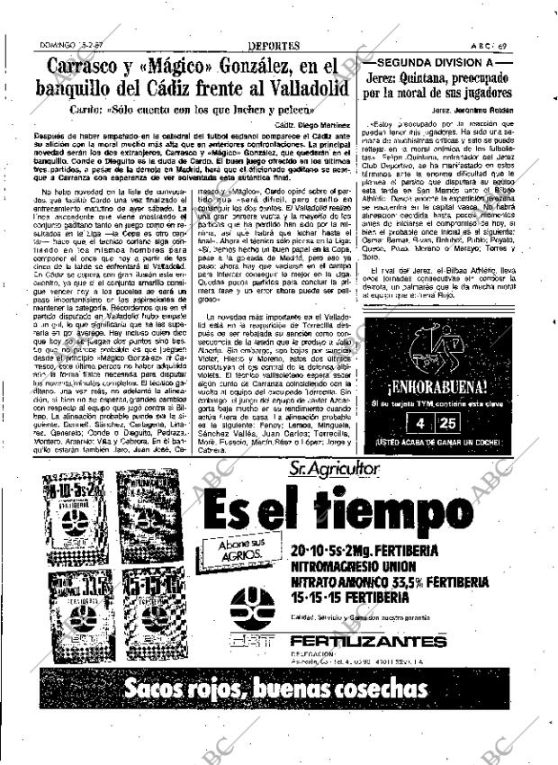 ABC SEVILLA 15-02-1987 página 69