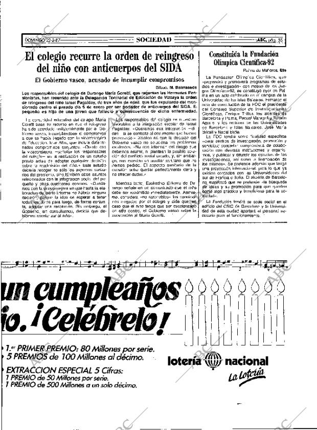 ABC MADRID 22-02-1987 página 55
