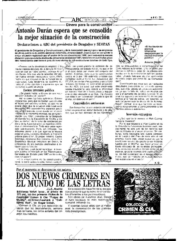 ABC MADRID 23-02-1987 página 39