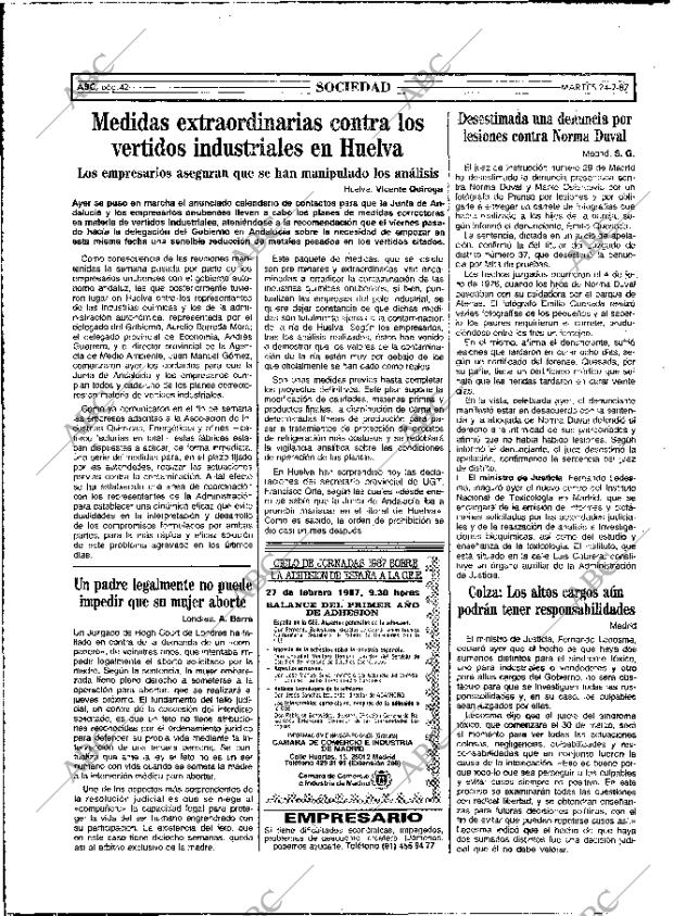 ABC MADRID 24-02-1987 página 42