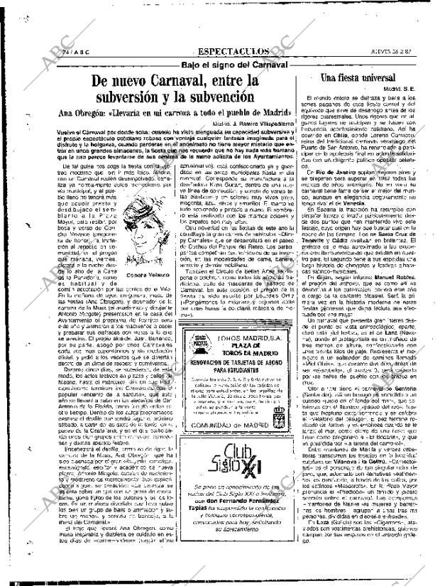 ABC MADRID 26-02-1987 página 74