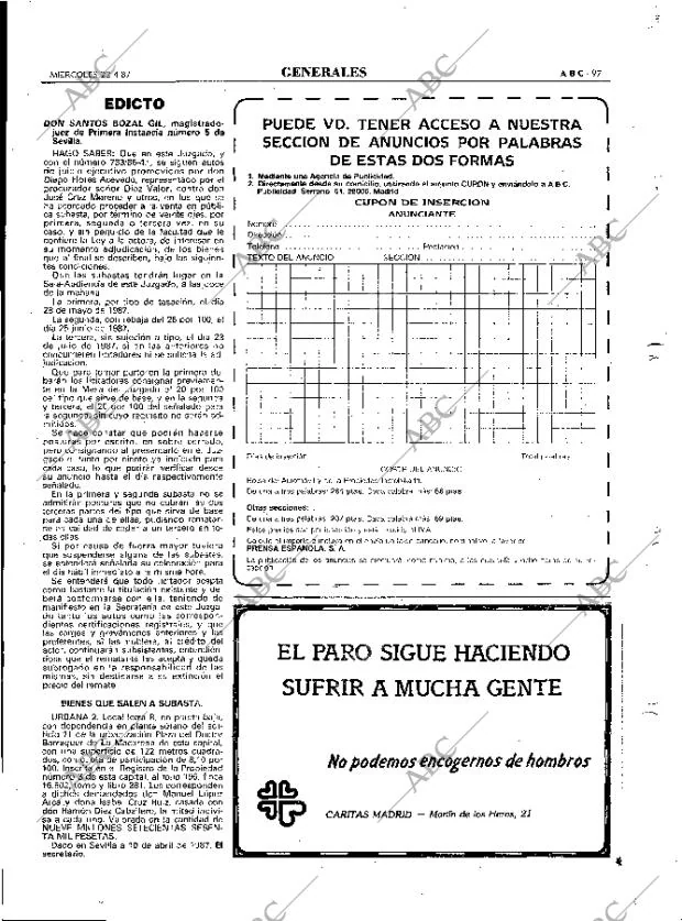 ABC MADRID 22-04-1987 página 97