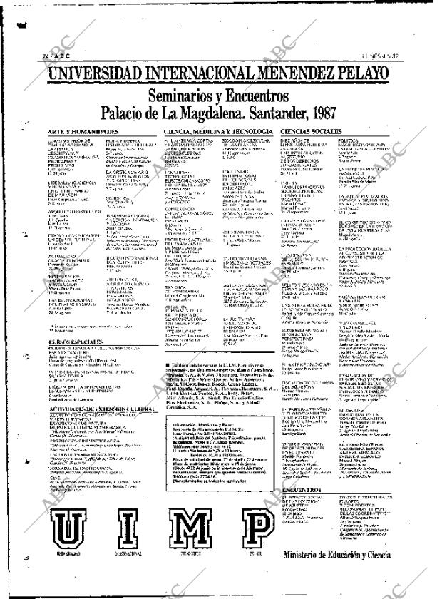 ABC MADRID 04-05-1987 página 74