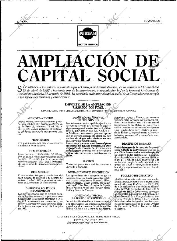 ABC MADRID 21-05-1987 página 62