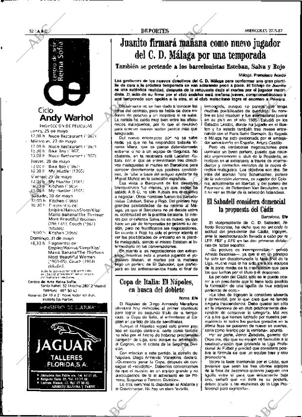 ABC SEVILLA 27-05-1987 página 52