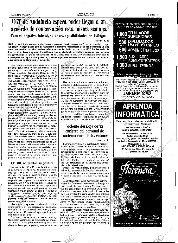 ABC SEVILLA 23-06-1987 página 41