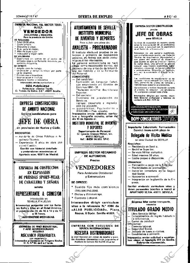 ABC SEVILLA 19-07-1987 página 63
