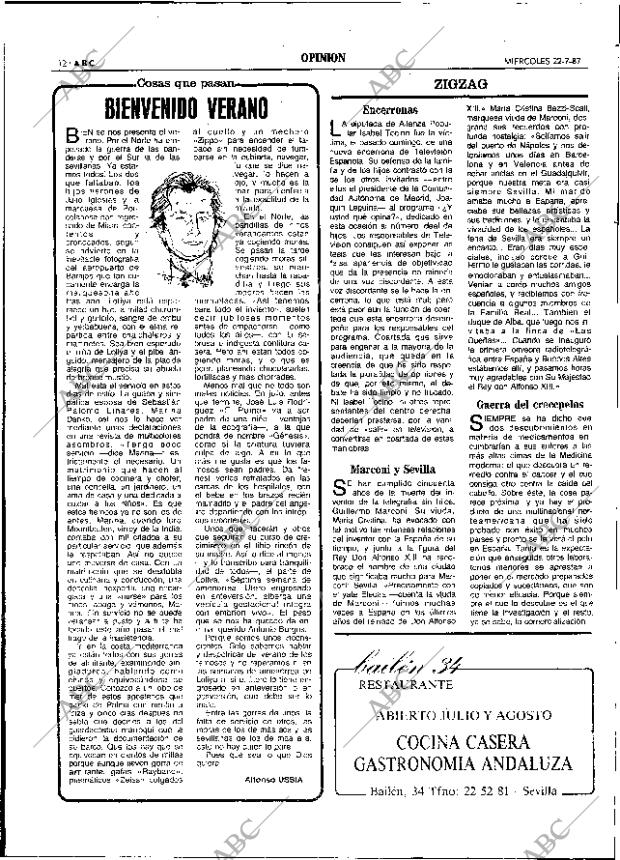 ABC SEVILLA 22-07-1987 página 12