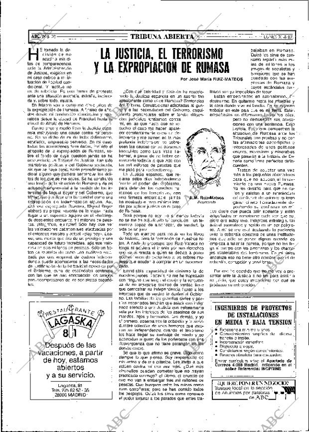 ABC MADRID 31-08-1987 página 20