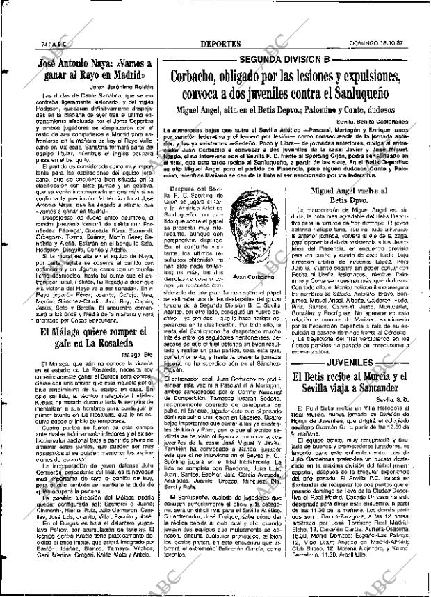 ABC SEVILLA 18-10-1987 página 74