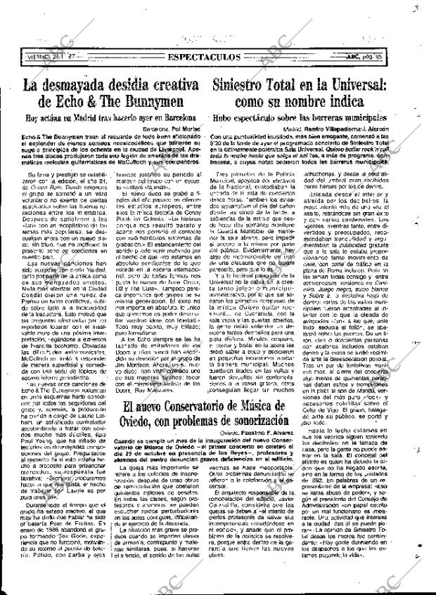 ABC MADRID 27-11-1987 página 85