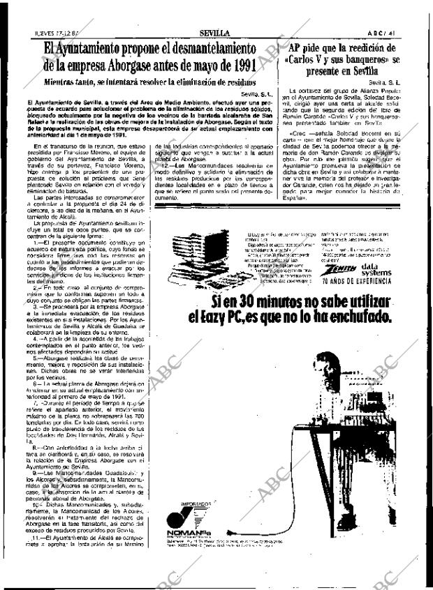 ABC SEVILLA 17-12-1987 página 41