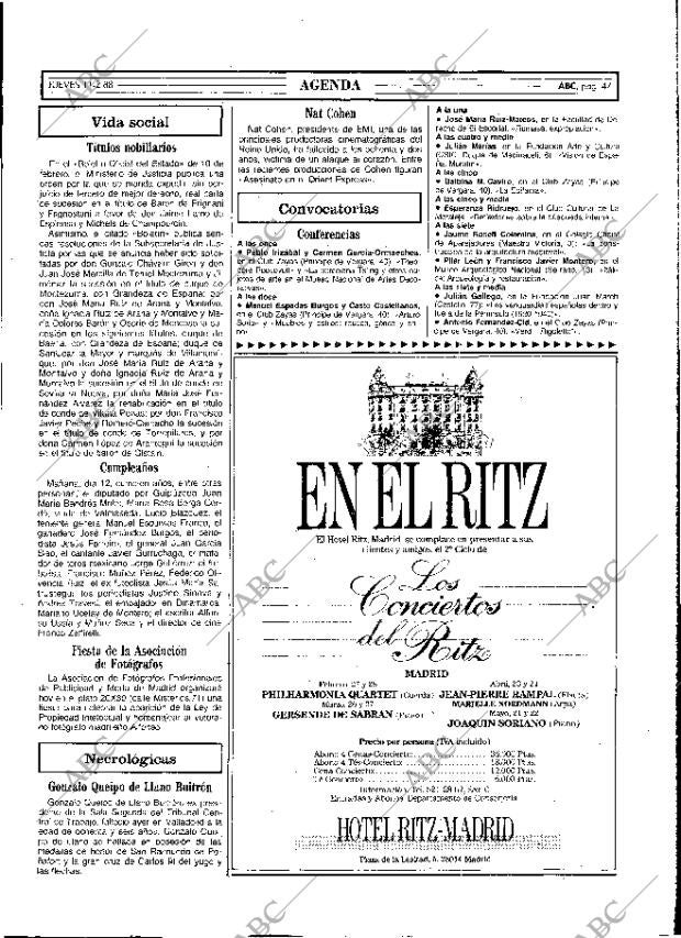 ABC MADRID 11-02-1988 página 47