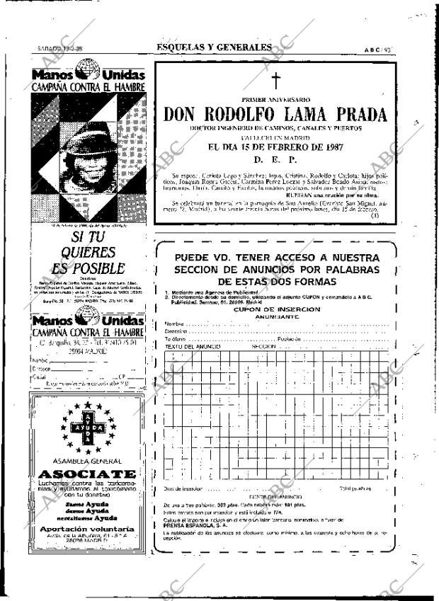 ABC MADRID 13-02-1988 página 93