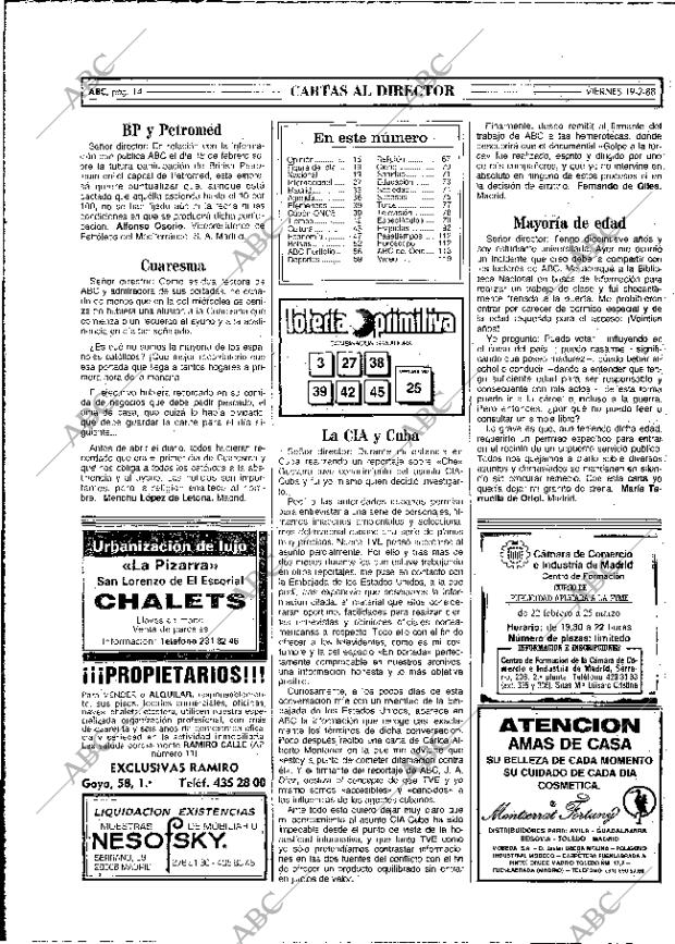 ABC MADRID 19-02-1988 página 14