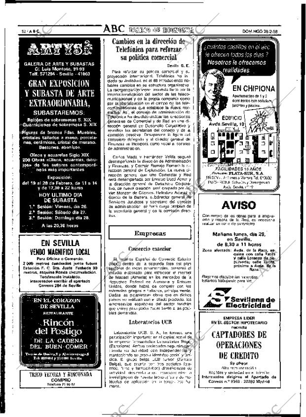 ABC SEVILLA 28-02-1988 página 52