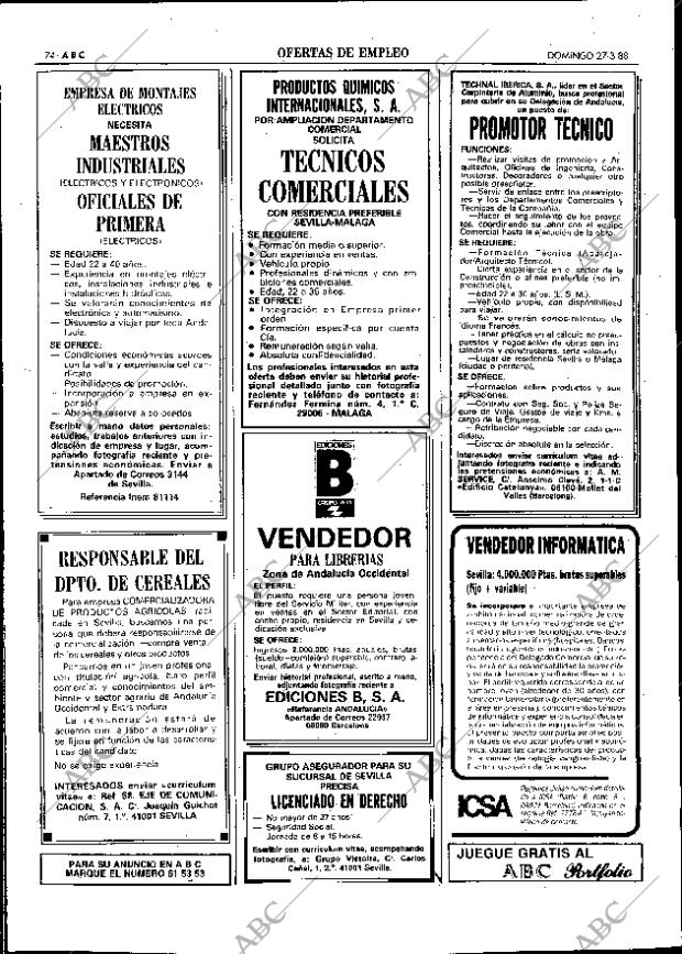 ABC SEVILLA 27-03-1988 página 74