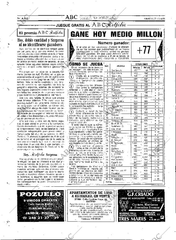 ABC MADRID 13-04-1988 página 74
