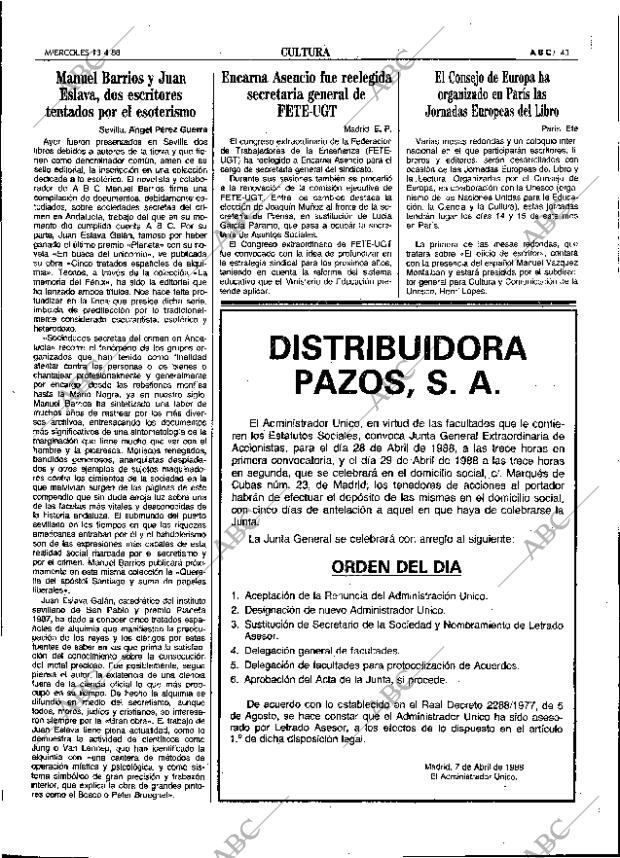 ABC SEVILLA 13-04-1988 página 43