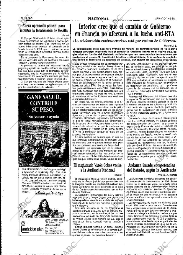 ABC MADRID 14-05-1988 página 22