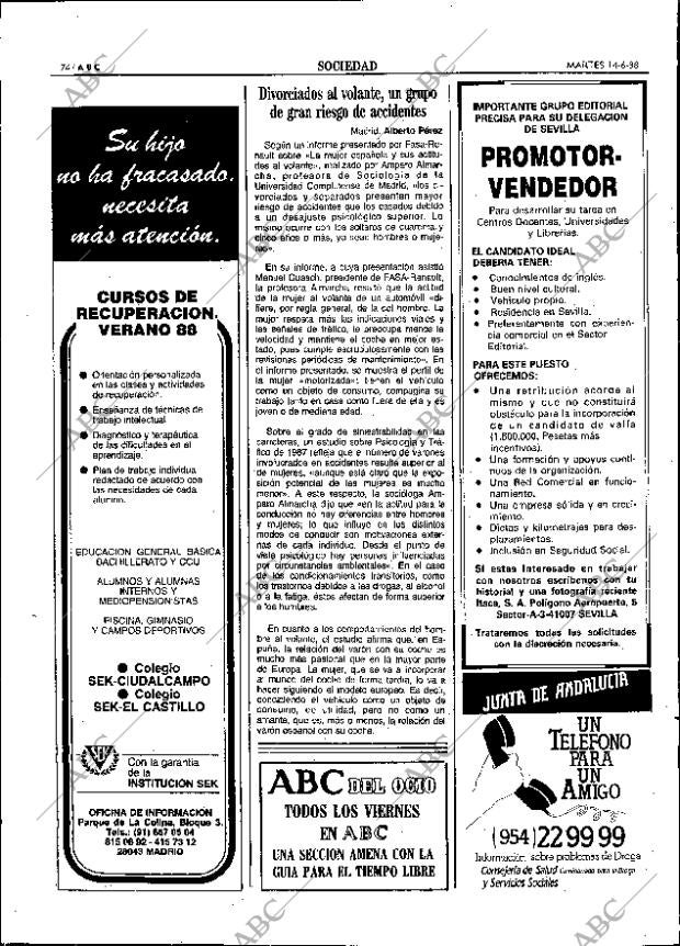 ABC SEVILLA 14-06-1988 página 74