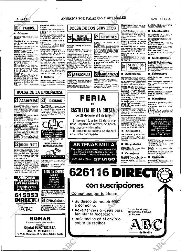 ABC SEVILLA 14-06-1988 página 84