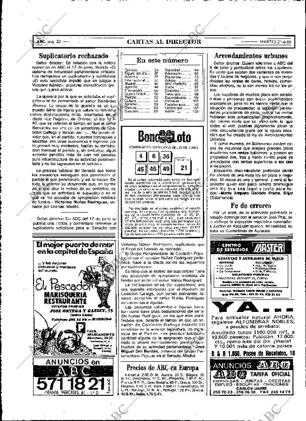 ABC MADRID 21-06-1988 página 22