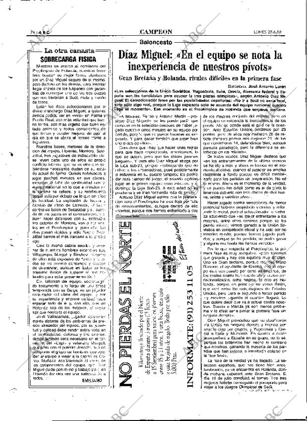 ABC MADRID 27-06-1988 página 74