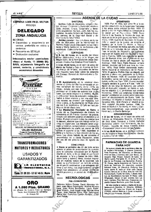 ABC SEVILLA 27-06-1988 página 40
