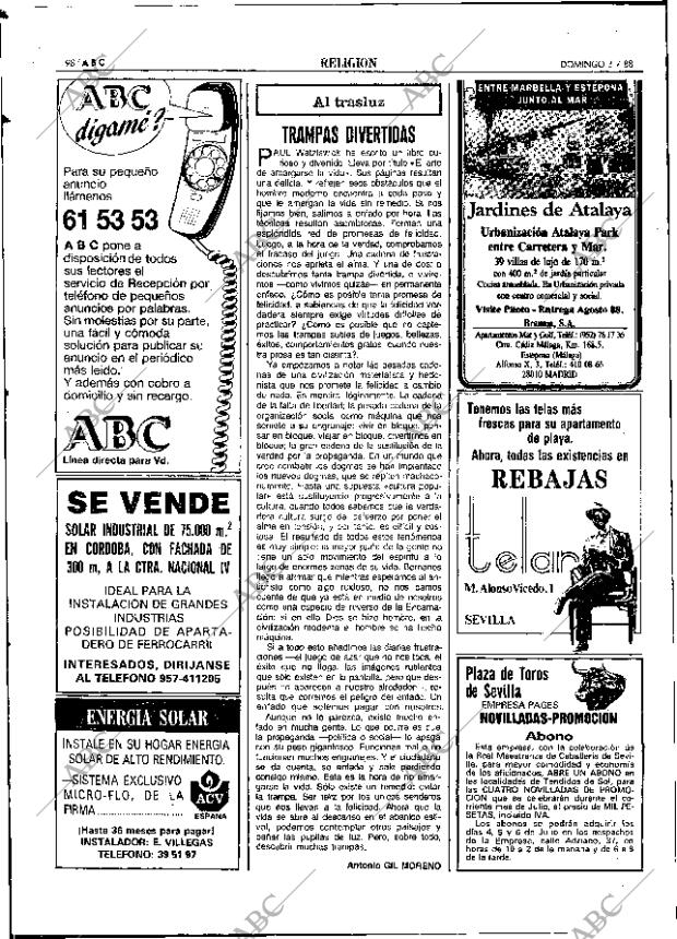 ABC SEVILLA 03-07-1988 página 98