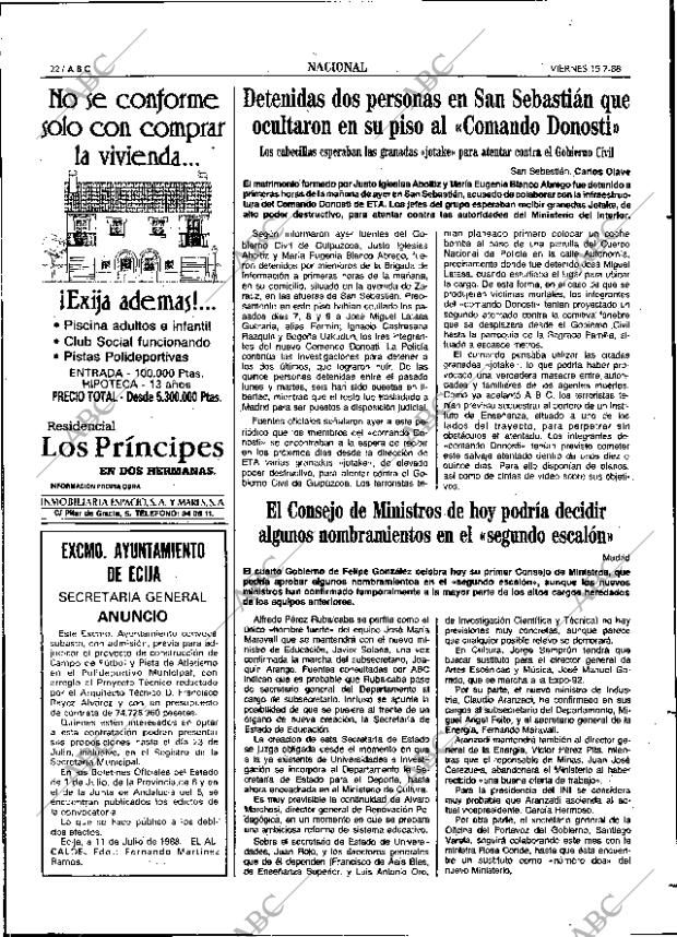 ABC SEVILLA 15-07-1988 página 22