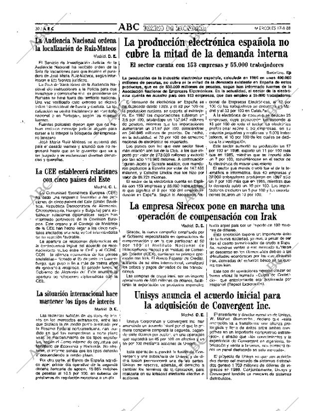 ABC MADRID 17-08-1988 página 30
