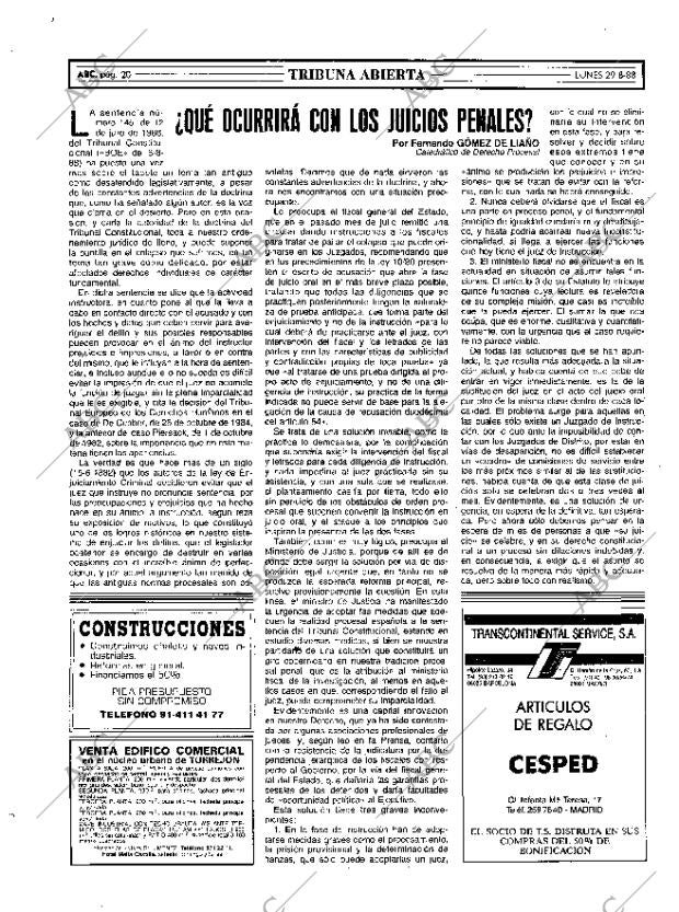 ABC MADRID 29-08-1988 página 20