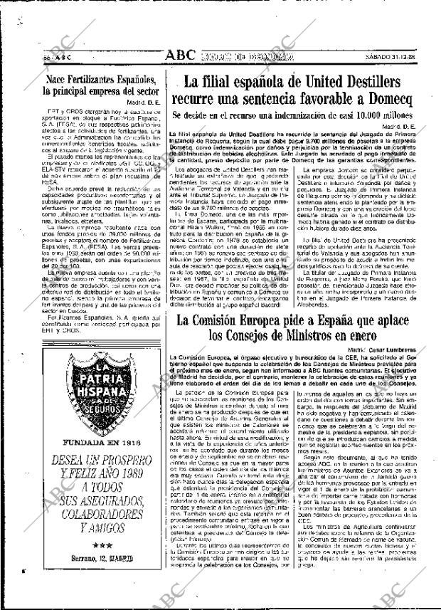 ABC MADRID 31-12-1988 página 86