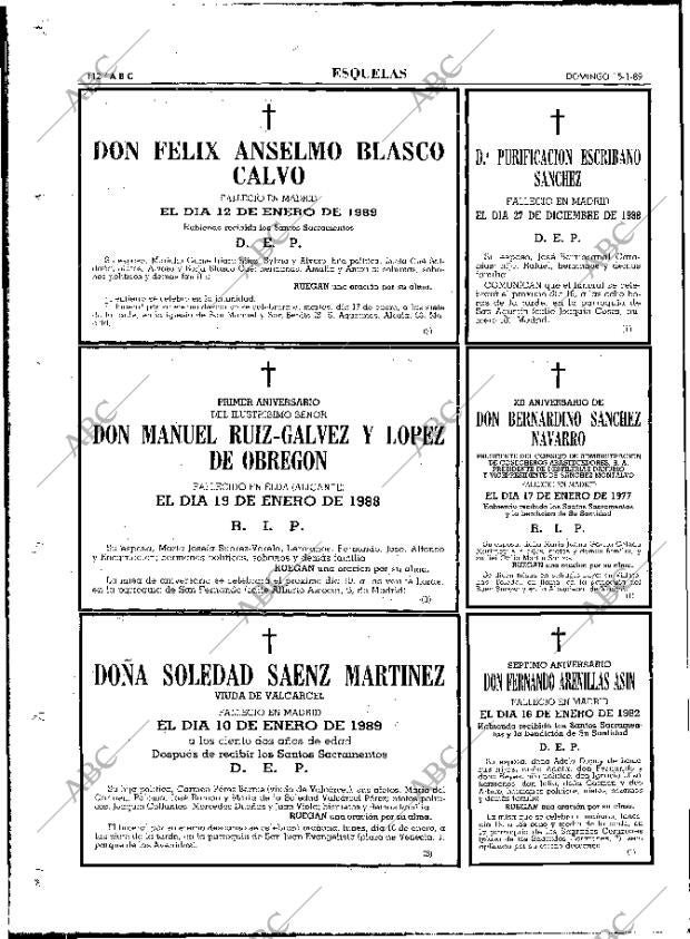 ABC MADRID 15-01-1989 página 112