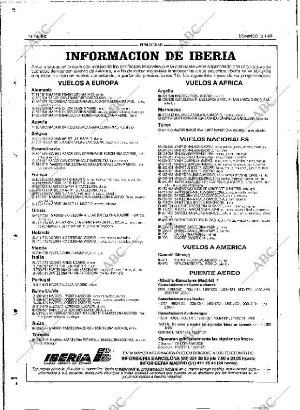ABC MADRID 15-01-1989 página 74