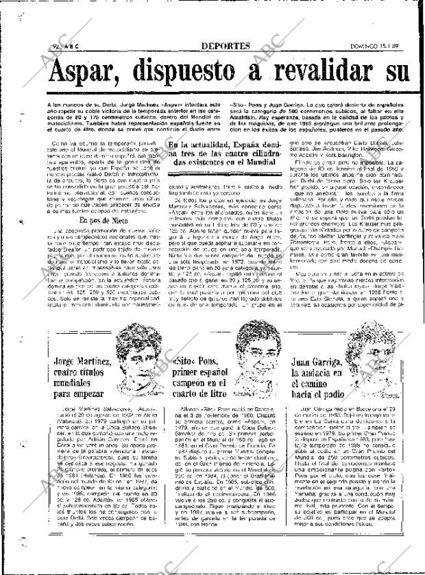ABC MADRID 15-01-1989 página 92