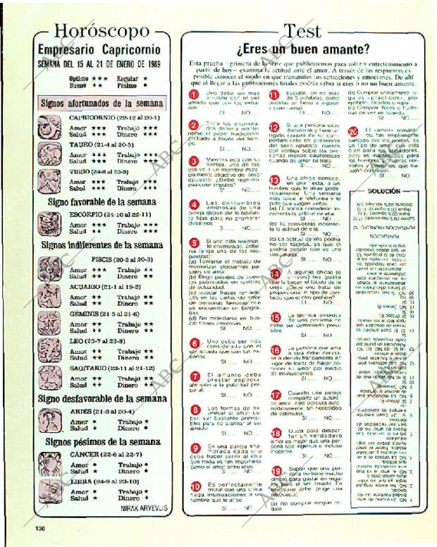 BLANCO Y NEGRO MADRID 15-01-1989 página 136