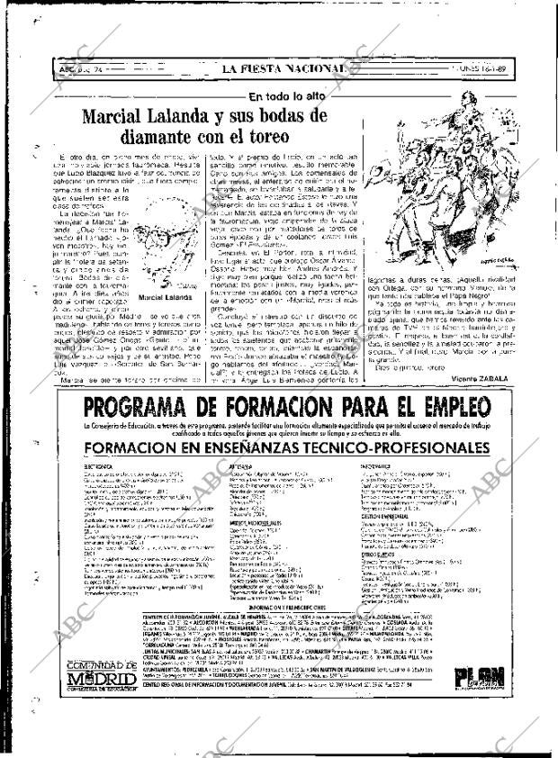 ABC MADRID 16-01-1989 página 74