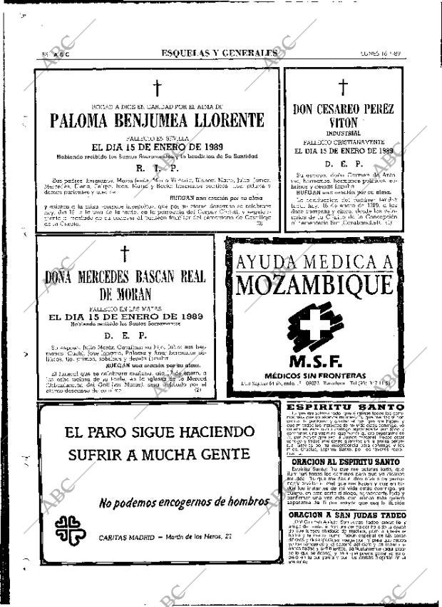 ABC MADRID 16-01-1989 página 88