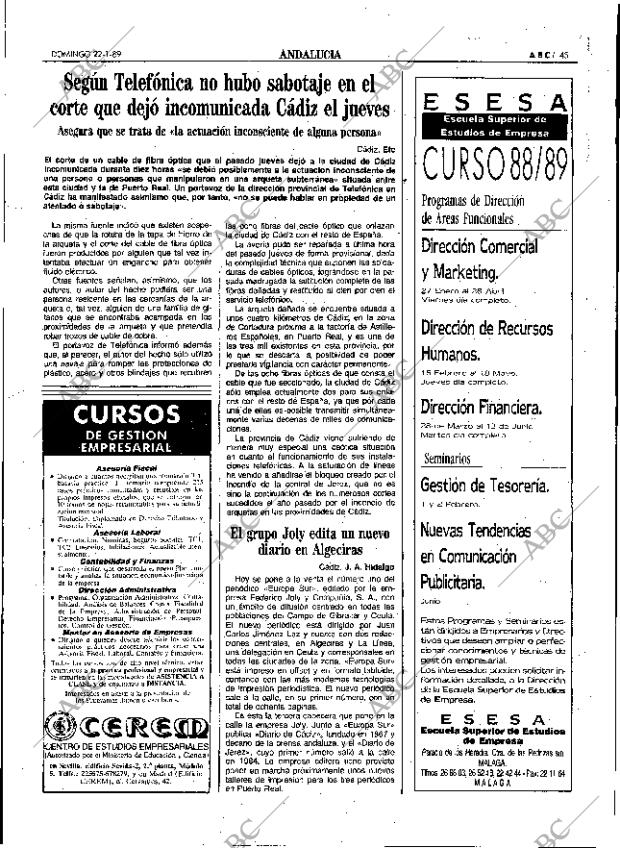 ABC SEVILLA 22-01-1989 página 45