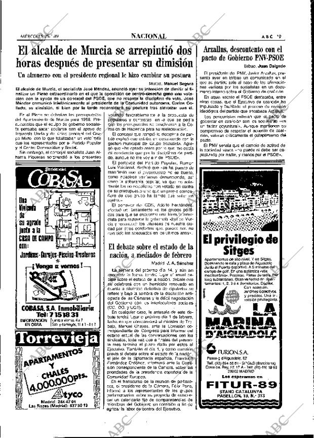 ABC MADRID 25-01-1989 página 19