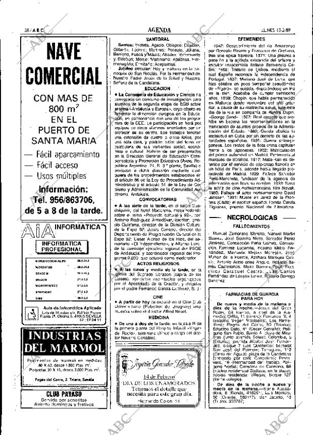 ABC SEVILLA 13-02-1989 página 38