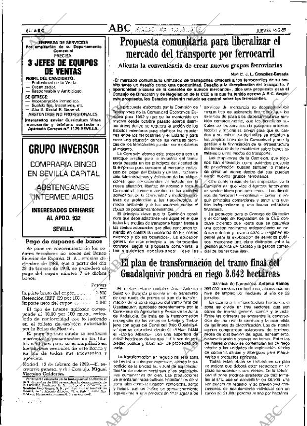 ABC SEVILLA 16-02-1989 página 62