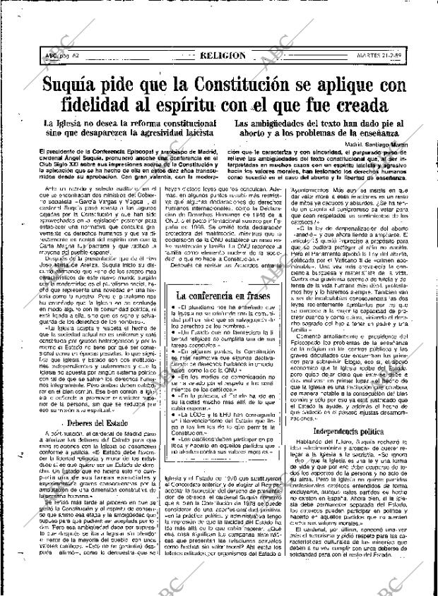 ABC MADRID 21-02-1989 página 62
