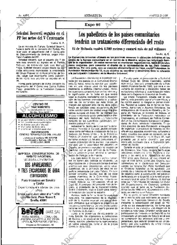 ABC SEVILLA 21-02-1989 página 26