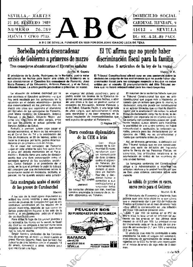 ABC SEVILLA 21-02-1989 página 9